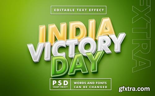 India victory day 3d text style effect template premium psd