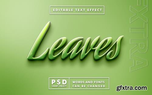 Leaves shinny text effect premium psd with smart object