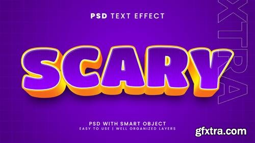 Scary 3d editable text effect with cartoon and comic font style psd