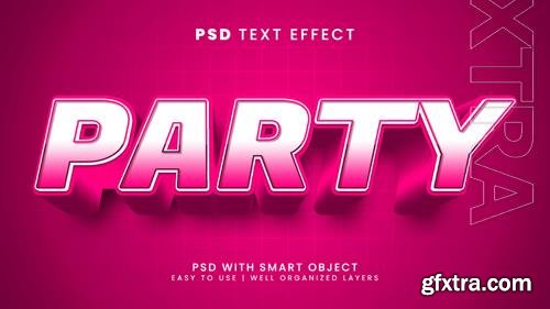Party 3d editable text effect with pink and soft font style psd