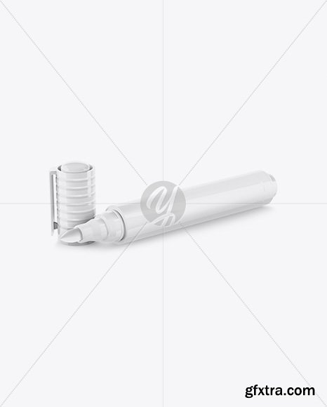 Opened Glossy Permanent Marker Mockup Opened Glossy Permanent Marker Mockup