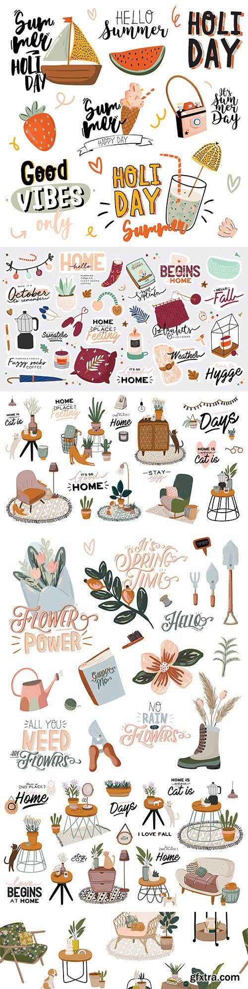 Fashion home interior and summer printing with festive elements