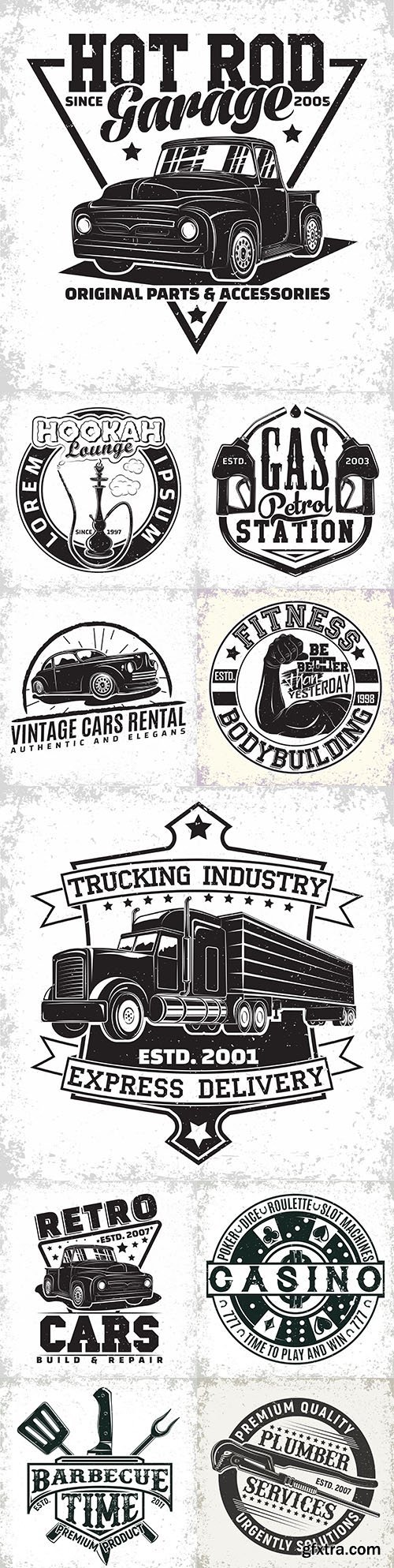 Vintage logo and emblem monochrome design