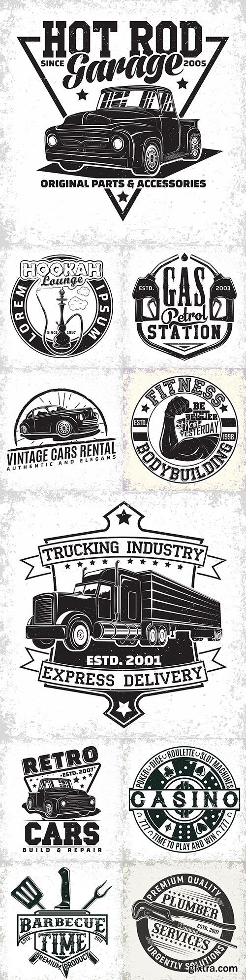 Vintage Logo & Emblem Monochrome Design 10xEPS