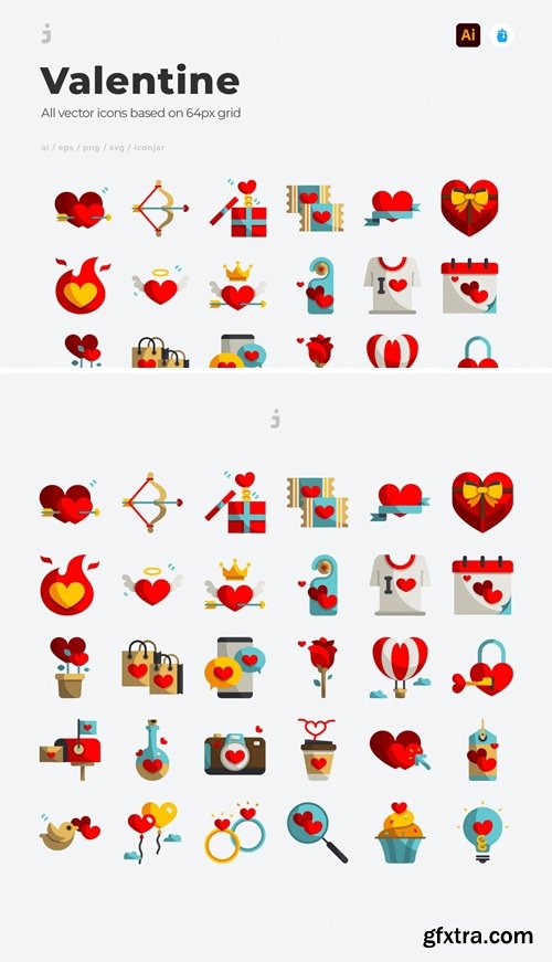 30 Valentine Icons - Flat