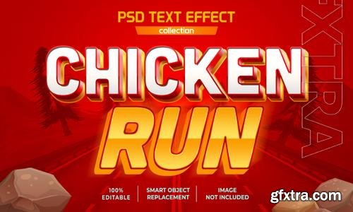Chicken run cartoon game and movie title text effect psd