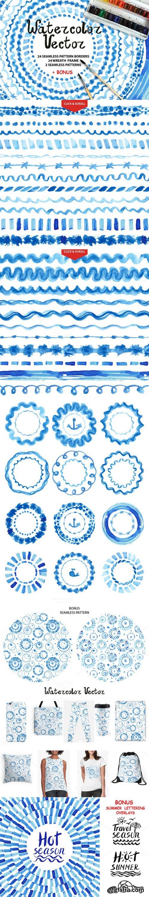 Watercolor VECTOR pattern brushes