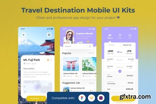 Travel Destination Mobile App UI Kits Template