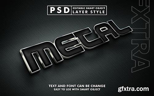 3d metal text effect editable text effect with metal texture psd mock up with smart object