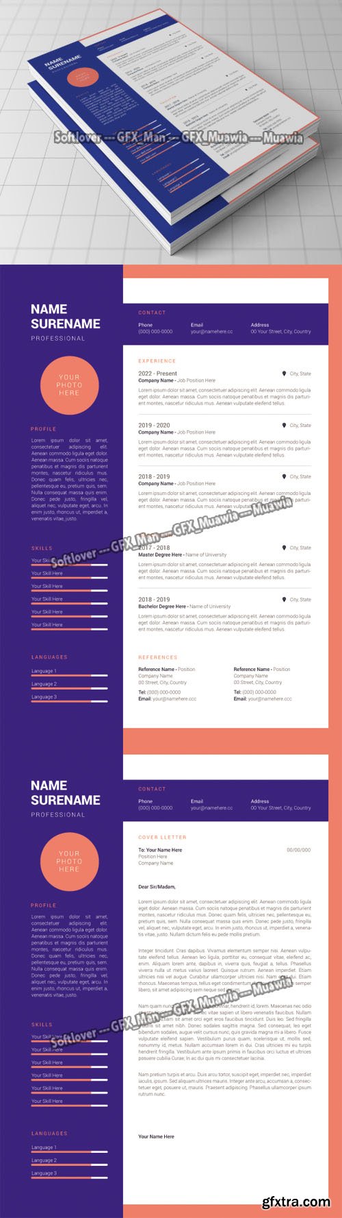 Clean Resume CV & Cover Letter Vector Templates
