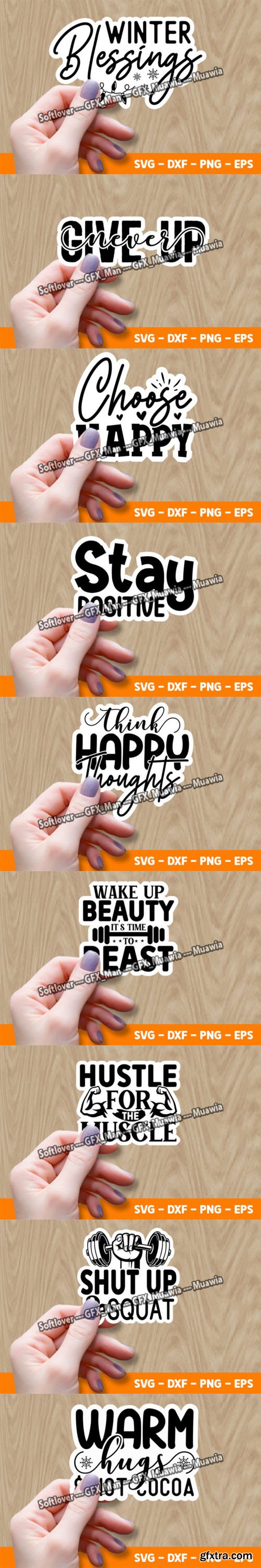 SVG Stickers Collection - 9 Vector Templates