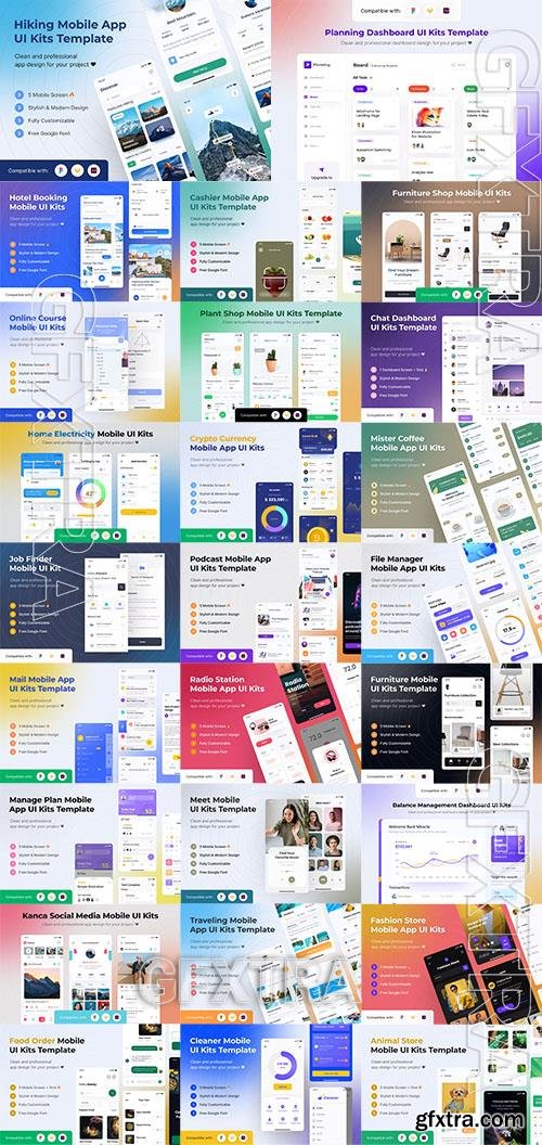 26 Mobile App UI Kits Template Bundle