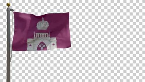 Videohive - Tsaritsyno District Flag (Russia) on Flagpole with Alpha Channel - 4K - 35526875 - 35526875