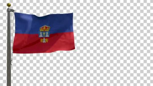 Videohive - Lugo Province Flag (Spain) on Flagpole with Alpha Channel - 4K - 35526876 - 35526876