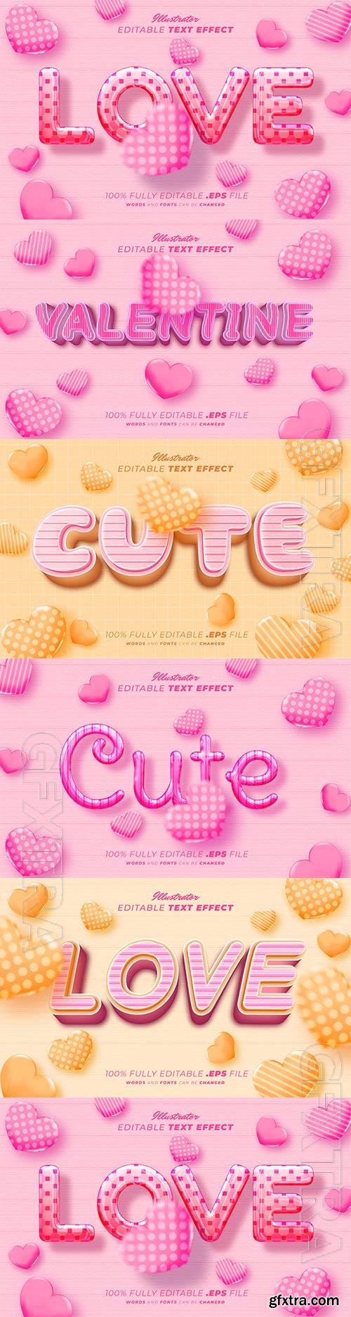 Love valentine balloon text effect on pink vector Love valentine balloon text effect on pink vector