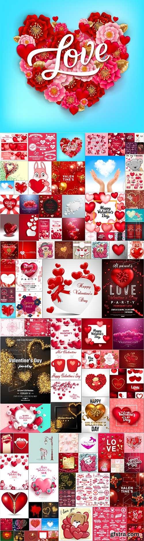 100 Bundle Happy Valentines Day, love, romance, hearts in vector vol 1
