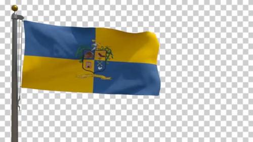 Videohive - Tlaquepaque City Flag (Mexico) on Flagpole with Alpha Channel - 4K - 35499479 - 35499479