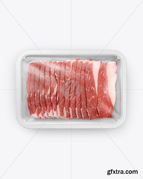 Plastic Tray With Raw Bacon Mockup 34242