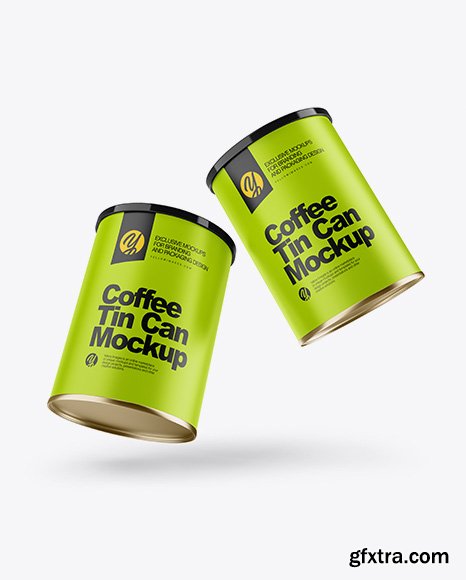 Two Matte Coffee Tin Cans Mockup 34102