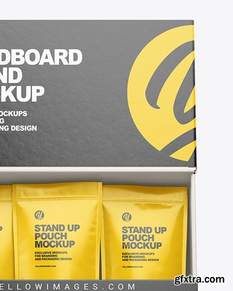 Cardboard Display Stand w/ Pouches Mockup 68741