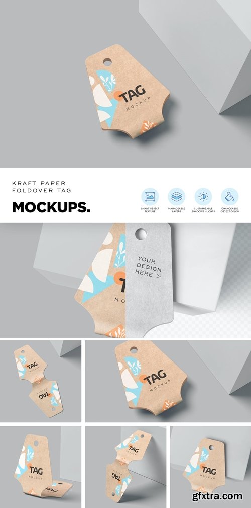 Kraft Paper Foldover Tag Mockups