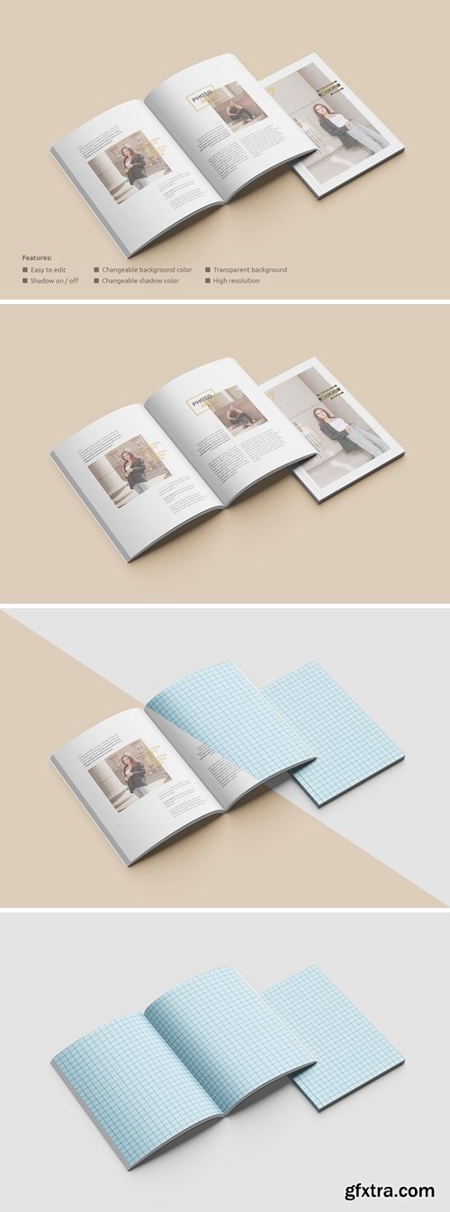 Magazine Open and Cover Mockup Perspective View