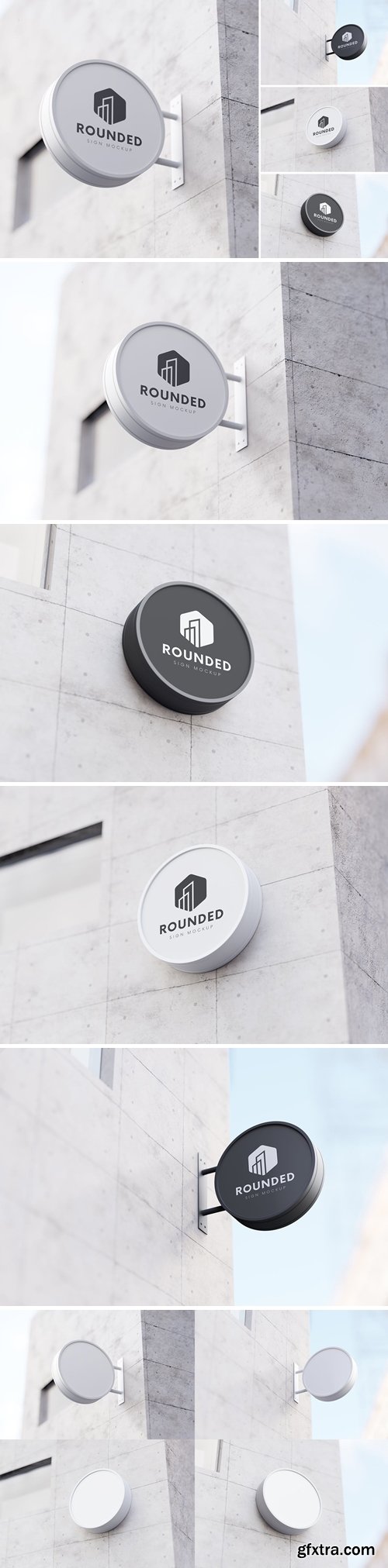 Round Wall Mounted Sign Mockups