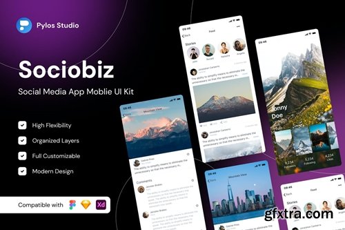 Sociobiz - Social Media Mobile App UI Kits