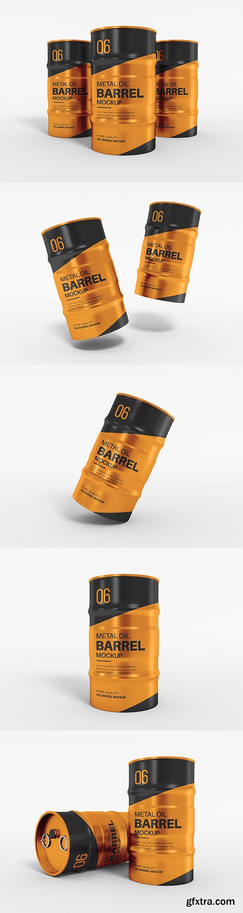 Metal oil barrel drum packaging mockup