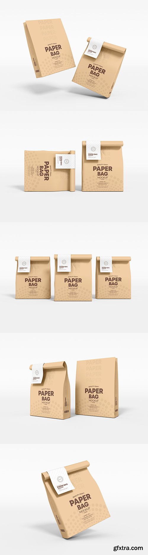 Paper coffee bag with tag packaging mockup