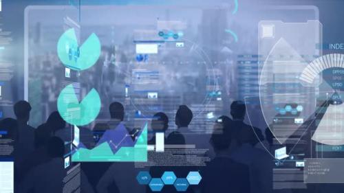 Videohive - Animation of data processing in blue background - 35623116 - 35623116