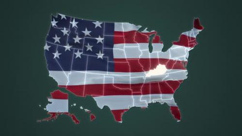 Videohive - Kentucky Federal State Blinking White Highlighted in Map of USA - 35627239 - 35627239