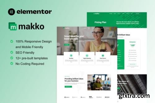 ThemeForest - Makko v1.0.0 - Digital Agency Elementor Pro Ful Site Template Kit - 35307199