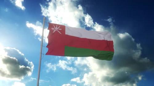 Videohive - Flag of Oman Waving at Wind Against Beautiful Blue Sky - 35603379 - 35603379