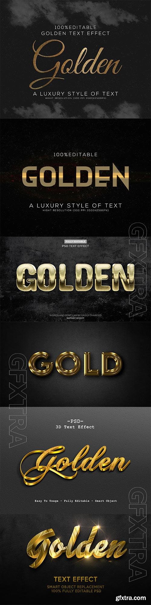 Golden 3d text style effect template psd