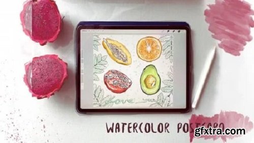 Watercolor postcard in Procreate - digital painting