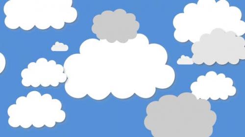 Videohive - Animation of cut outs of white and grey clouds on blue sky in the background - 35624230 - 35624230