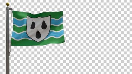 Videohive - Worcestershire City Flag (UK) on Flagpole with Alpha Channel - 4K - 35637146 - 35637146
