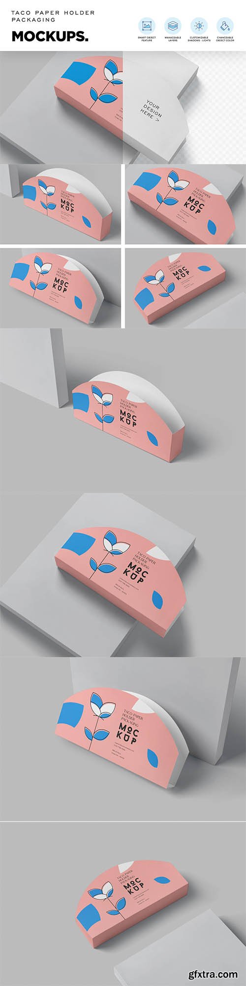 CreativeMarket - Paper Taco Holder Mockups 6859712