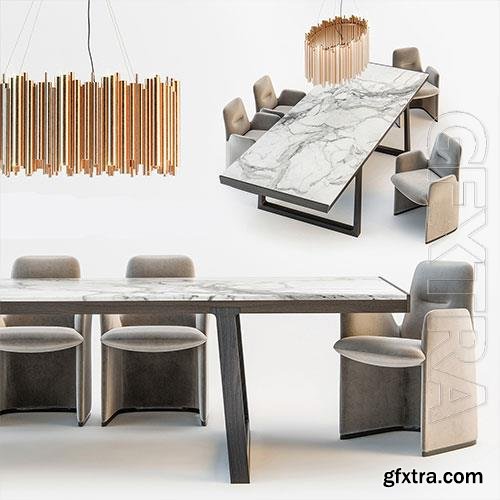 3D Models Table with armchairs 011