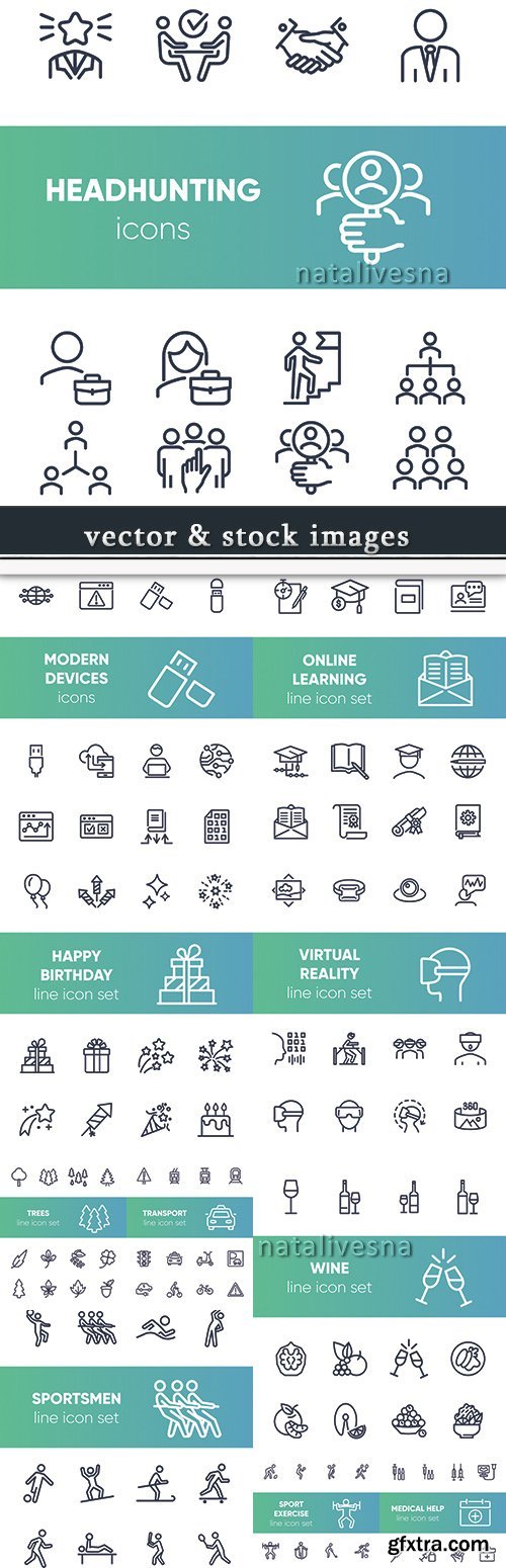 Business line flat icon vector illustration collection 10