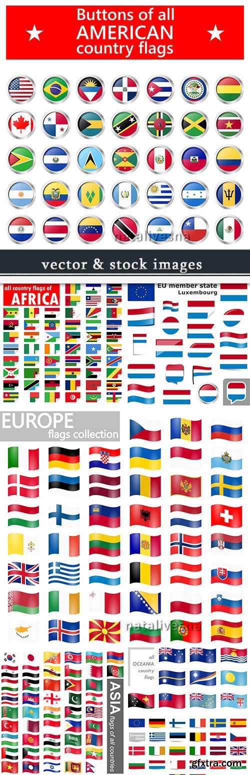 National flag country and republic vector icons collection 3
