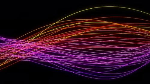 Videohive - Colorful Ribbon Line Wave Motion Animated On Black Background - 35891908 - 35891908