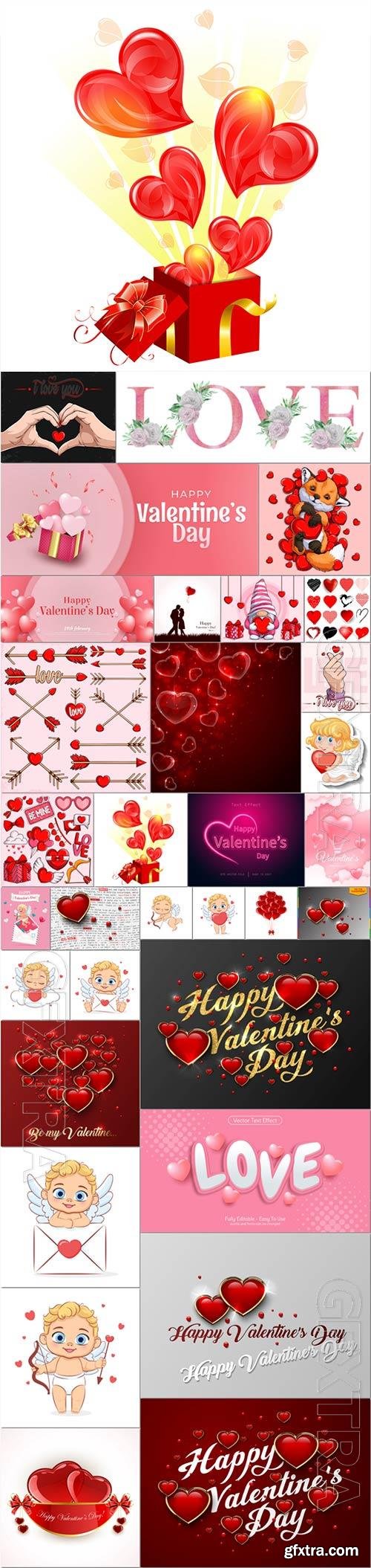 Happy valentines day vector set