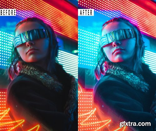 CyberPunk Portrait Photoshop Action & Lightrom