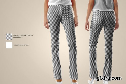 CreativeMarket - Women's Bellbottom Trousers Mockup 6706073