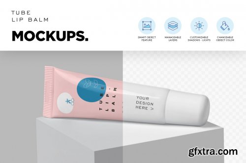 CreativeMarket - Lip Balm Soft Squeeze Tube Mockups 6830619