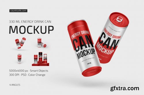CreativeMarket - 330ml Energy Drink Can Mockup Set 6817866