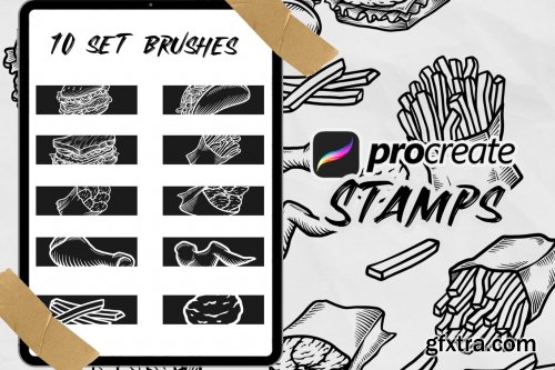 fast food vintage brush stamp