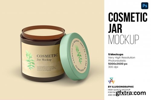CreativeMarket - Cosmetic Jar Mockup - 5 views 6295368